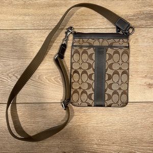 Coach Brown Signature Canvas Crossbody Women Purse